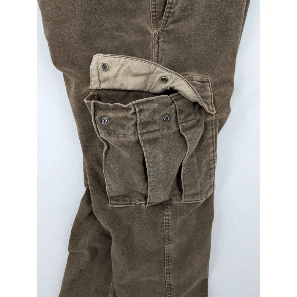 Banana Republic Traveler Cargo Pants 32L Brown Suede Feel Adjustable Utility